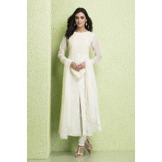 CTL-119 WHITE CREPE AND CHIFFON EMBROIDERED READY MADE SUIT